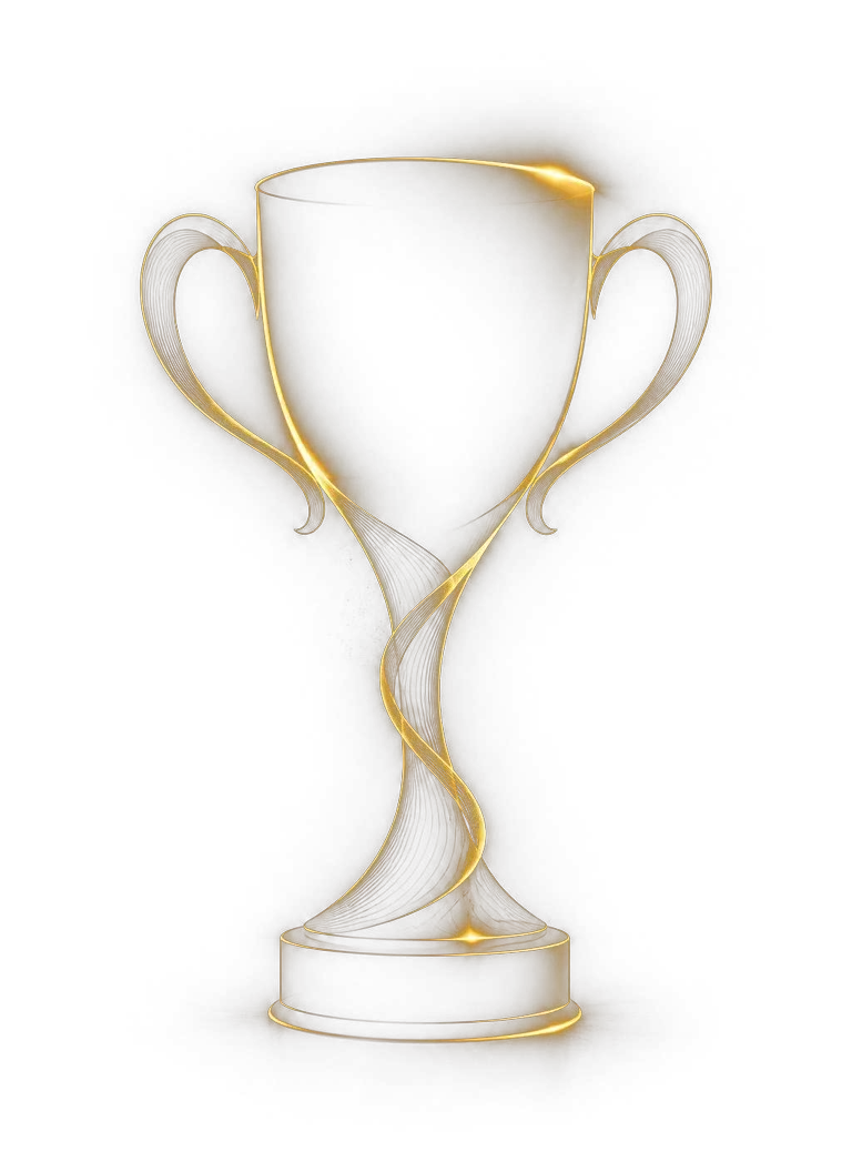 Abstract gold line-work trophy with a soft glow — Catchnex Copy Competition first prize